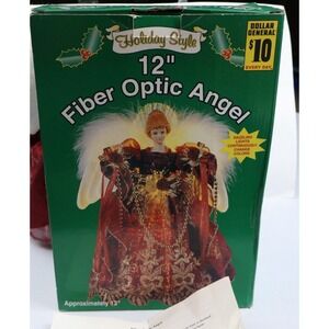 VTG Holiday Style Fiber Optic Color Changing 12" ANGEL Tree Topper *WORKS*